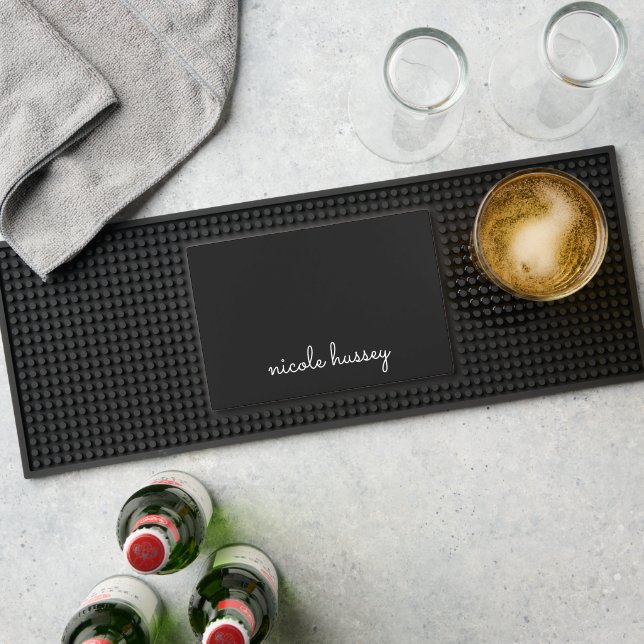 Black Script | Stylish Monogram Modern Bar Mat (Insitu (Bar 1))
