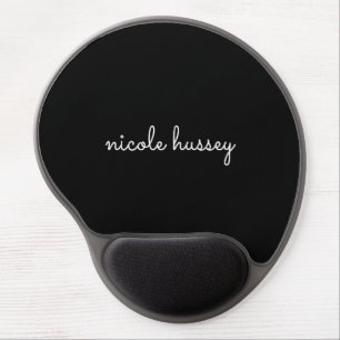 Black Script Stylish Monogram Modern Minimalist Gel Mouse Pad