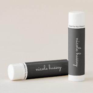 Black Script Stylish Monogram Modern Minimalist Lip Balm