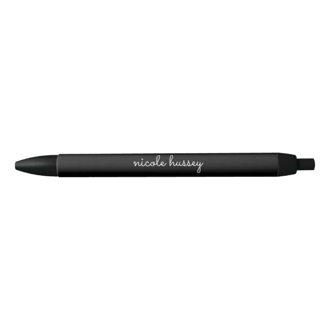Black Script  | Stylish Monogram Modern Minimalist Pen (Front)