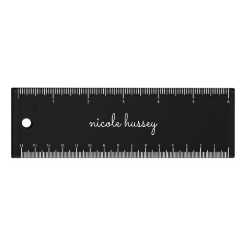 Black Script   Stylish Monogram Modern Minimalist Ruler