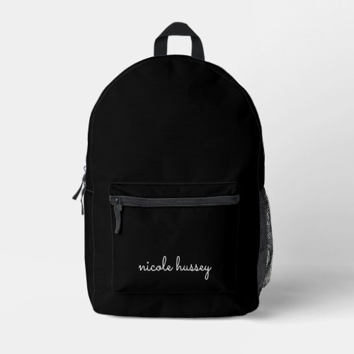 Black Script   Stylish Monogram Modern Printed Backpack