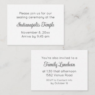 Black Script Temple Sealing & Meal Invitation