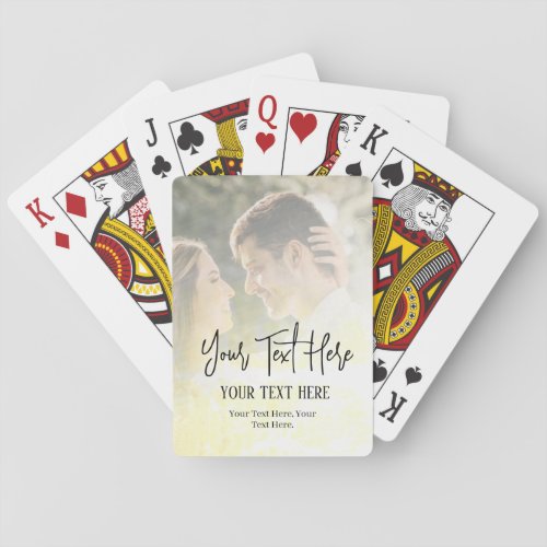 Black Script Text With Vintage Photo Wedding  Playing Cards
