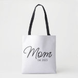 Black Script Typography Established Mom Tote Bag
