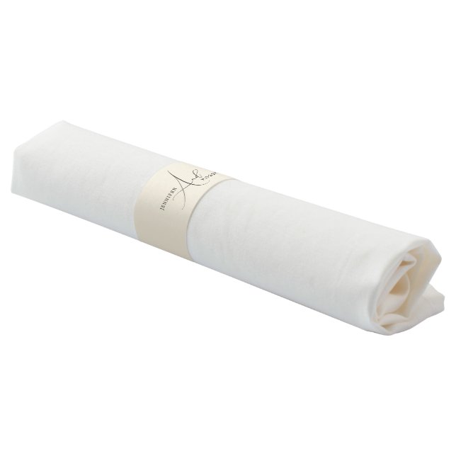 Black Script Typography On Light Beige Background Napkin Bands (Angled)