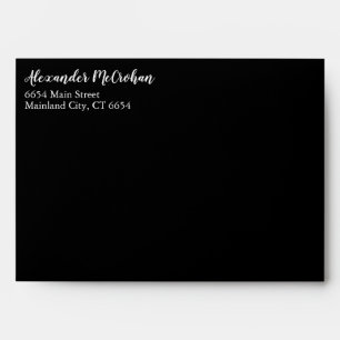 Black Script Typography Return Address Mailing Envelope