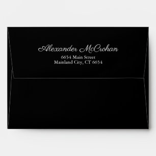 Black Script Typography Return Address Mailing Envelope