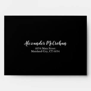 Black Script Typography Return Address Mailing Envelope