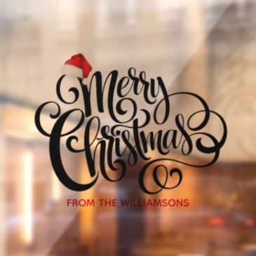 Black Script Typography & Santa Hat Fun Christmas