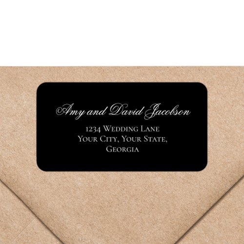 Black Script Wedding Address Label Sheet Minimal