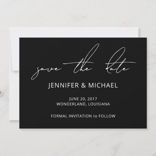 Black Script Wedding Custom Photo Calligraphy Save The Date