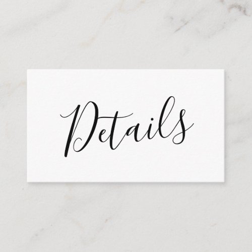 Black Script Wedding Details Enclosure Card