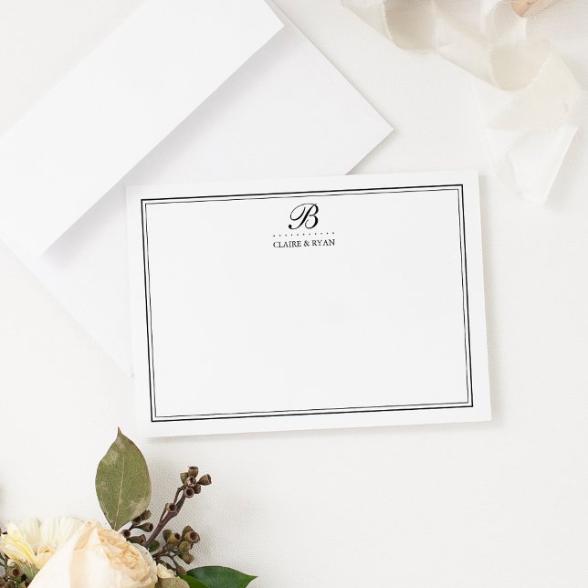 Black Script Wedding Monogram Stationery Cards (Creator Uploaded)