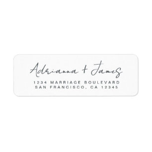 Black Script Wedding Return Address Label