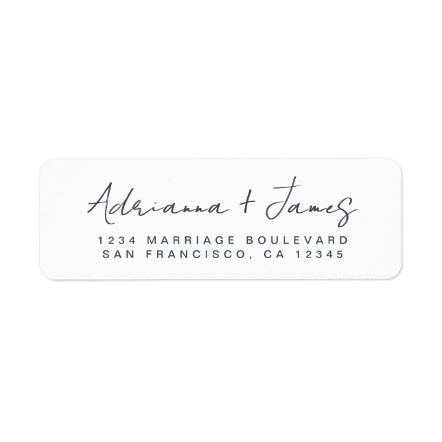 Black Script Wedding Return Address Label (Front)