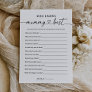 Black Script Who Knows Mommy Best Baby Shower Game Invitation