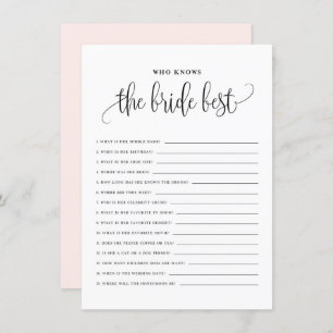 Black Script Who Knows the Bride Best Shower Game Enclosure Card
