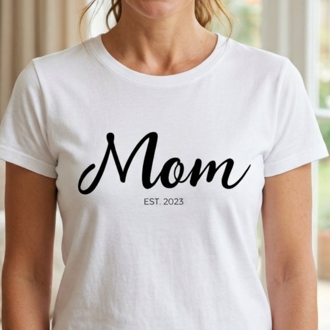 Black Script Year Established Mom T-Shirt (Creator Uploaded)