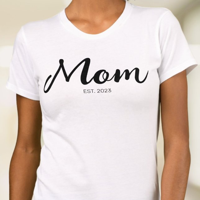 Black Script Year Established Mom T-Shirt (Creator Uploaded)