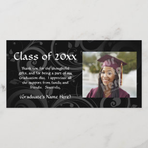 Black Scroll Graduation Announcement/Thank You Thank You Card