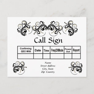 Black Scroll with Gold Bead 3-D Look QSL Cards