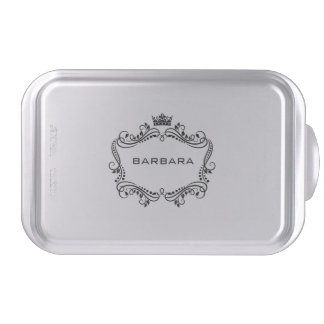 Black Scrolls Frame Crown Monogram Cake Pan