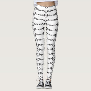Black scrolly hearts Thunder_Cove Leggings