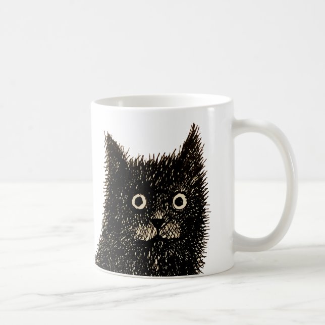 Black scruffy cat  coffee mug (Right)