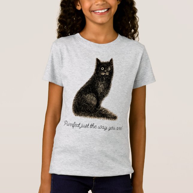 Black scruffy cat T-Shirt (Front)