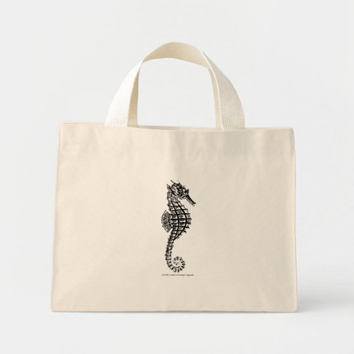 Black SEA HORSE Tote Bag