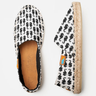 Black Sea Horses on White Espadrilles