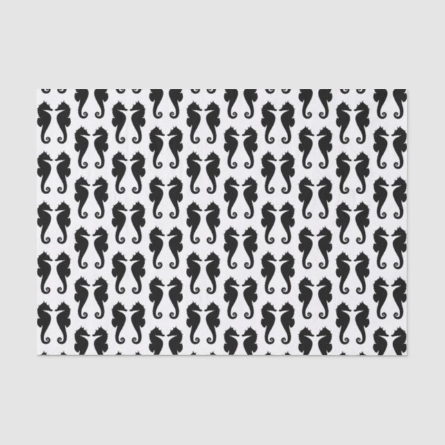 Black Sea Horses on White Tissue Paper (Front)