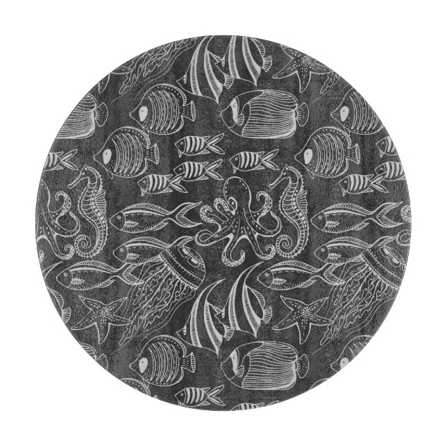 Black Sea Pattern Cutting Board (Front)