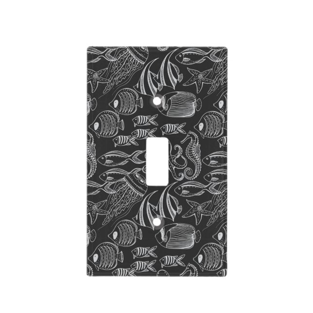 Black Sea Pattern Light Switch Cover (Front)