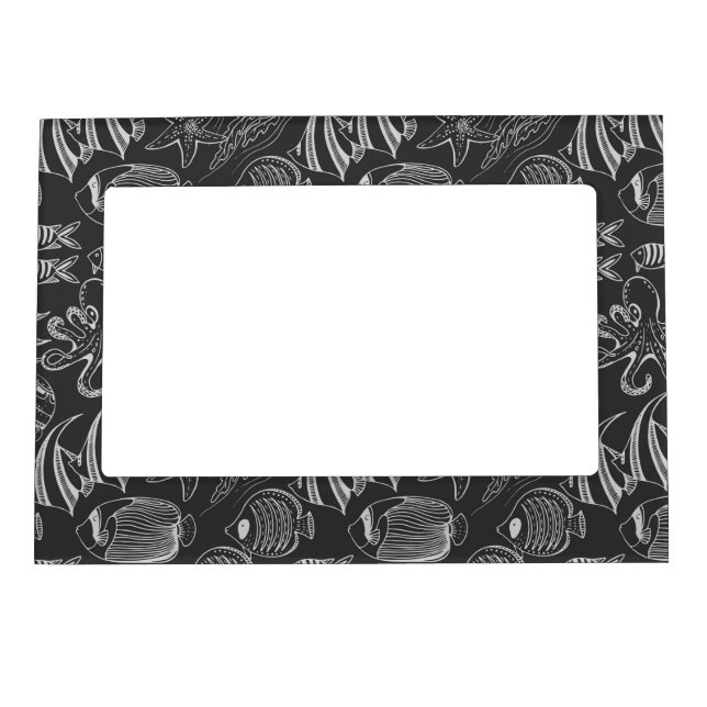 Black Sea Pattern Magnetic Picture Frame (Front)