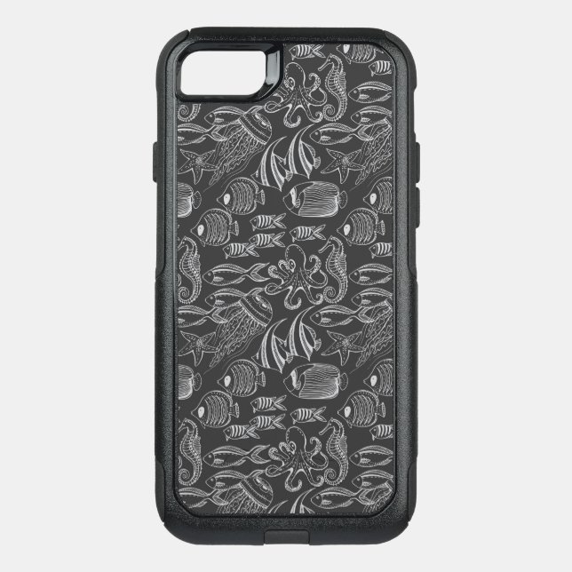 Black Sea Pattern Otterbox iPhone Case (Back)