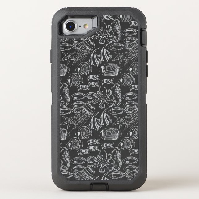 Black Sea Pattern Otterbox iPhone Case (Back)