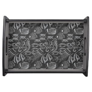 Black Sea Pattern Serving Tray