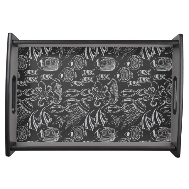 Black Sea Pattern Serving Tray (Front)