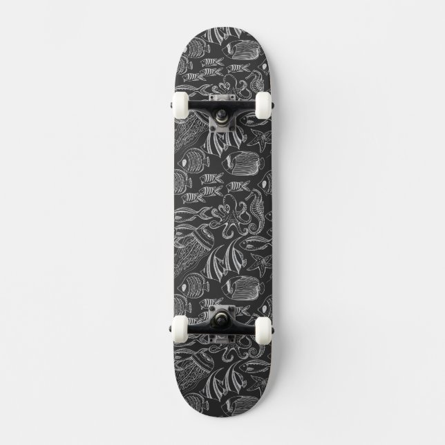 Black Sea Pattern Skateboard Deck (Front)