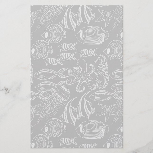 Black Sea Pattern Stationery (Front)