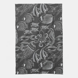 Black Sea Pattern Towel