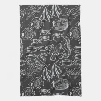 Black Sea Pattern Towel