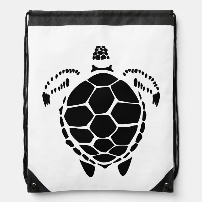 Black Sea Tortoise Shell Drawstring Bag (Front)