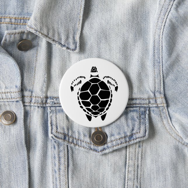 Black Sea Tortoise Shell Pinback Button (In Situ)