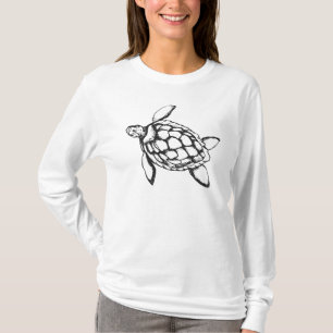 Black Sea Turtle on White T-Shirt