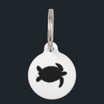 Black Sea Turtle Pet ID Tag<br><div class="desc">Black and white silhouette shape of a green sea turtle.</div>