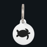Black Sea Turtle Pet ID Tag<br><div class="desc">Black and white silhouette shape of a green sea turtle.</div>