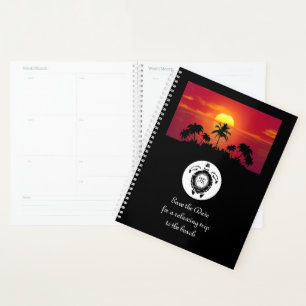 Black Sea Turtle Silhouette Diamond Monogram Planner